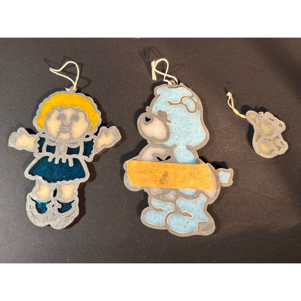 Vintage Cabbage Patch Kids Care Bears Suncatcher Ornament Lot 80s Decor 3pc - Picture 5 of 6